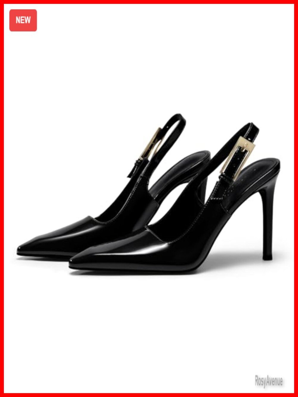 Patent Leather Slingback High Heels Pointed Toe Stiletto Pumps